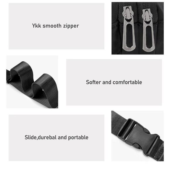 ZORFIN Fanny Packs for Women Men, Belt Bag with 5 Zipper Pockets, Fashion Waist - Picture 5 of 10